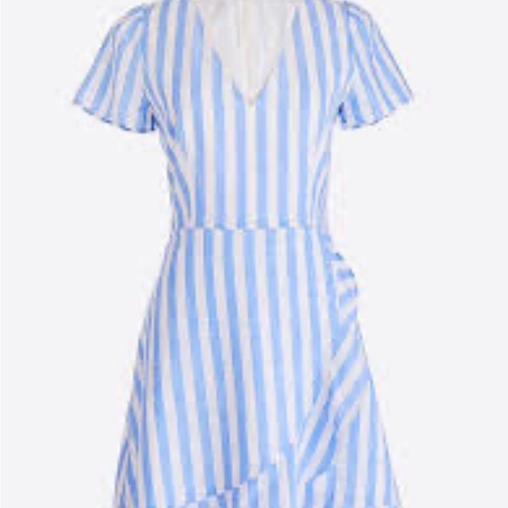 J. Crew Factory Sky Blue and White Midi Dress